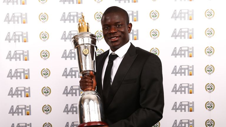 Chelsea's N'Golo Kante with the PFA Players Payer of the Year award