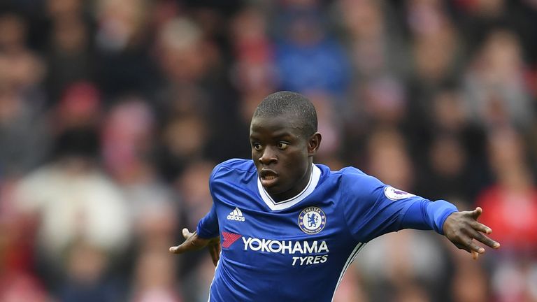 STOKE ON TRENT, ENGLAND - MARCH 18:  N'Golo Kante of Chelsea in action during the Premier League match between Stoke City and Chelsea at Bet365 Stadium on 