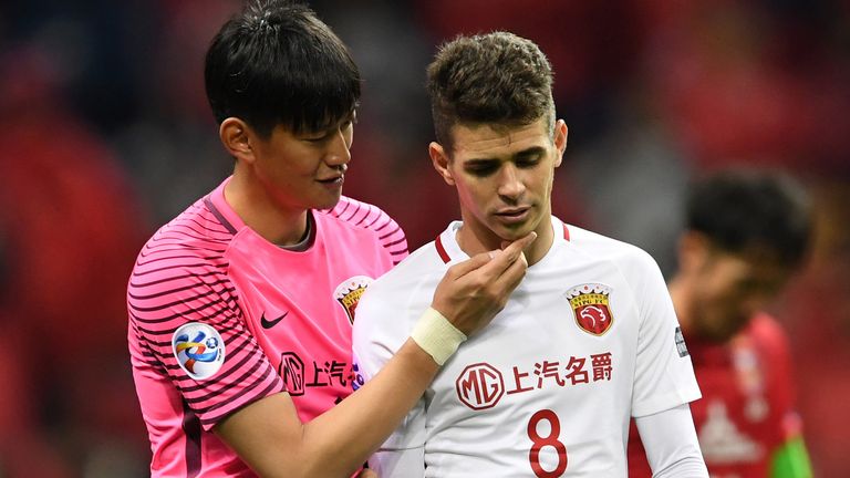 Oscar Emboaba Junior of Shanghai SIPG looks on after the AFC Champions League Group F match between Urawa Red Diamonds and Shan