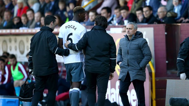 Paul Pogba was substituted late on during Sunday's win at Burnley