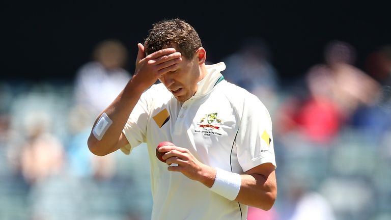 PERTH, AUSTRALIA - NOVEMBER 06: Peter Siddle of Australia walks back to his bowling mark during day four of the First Test match between Australia and Sout
