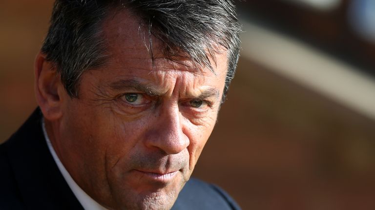 Southend United manager Phil Brown before kick off of the Sky Bet League One match at Roots Hall, Southend-on-Sea.