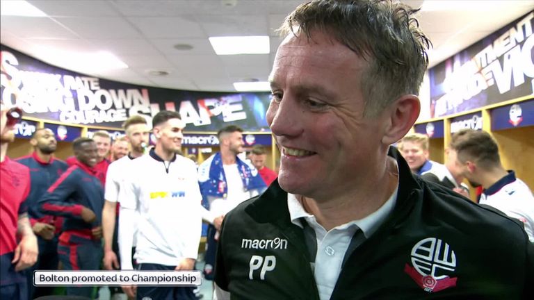 Phil Parkinson, Bolton Wanderers promoted, screengrab