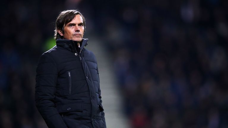 ALMELO, NETHERLANDS - JANUARY 28:  PSV Manager / Head Coach, Phillip Cocu gives his players instructions from the sidelines during the Dutch Eredivisie mat