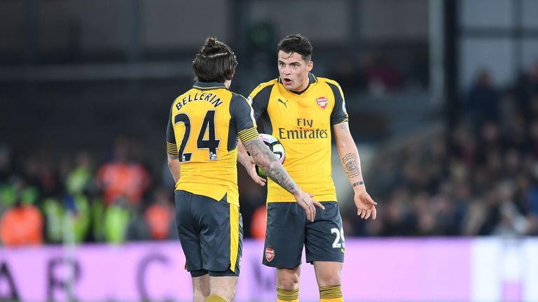 Hector Bellerin and Granit Xhaka show their frustration during the defeat to Crystal Palace