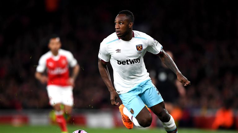 Michail Antonio in action against Arsenal at the Emirates Stadium