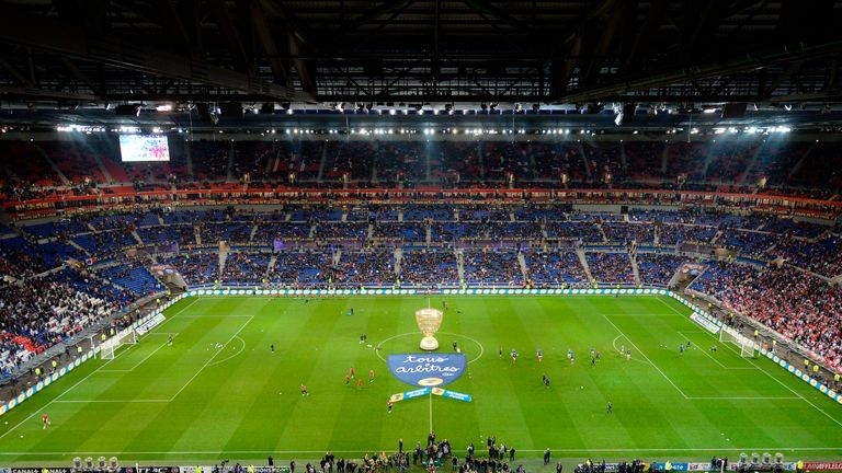 A picture shows a general view ahead of the French League Cup final football match between Paris Saint-Germain (PSG) and Monaco (ASM) on April 1, 2017, at 