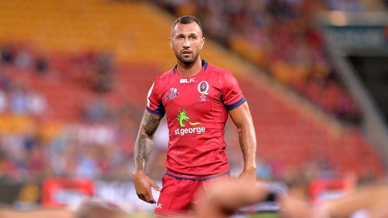 BRISBANE - feb 24 2017:  Reds player Quade Cooper waits for the scrum to pack during the round one Super Rugby match between the Reds and the Sharks