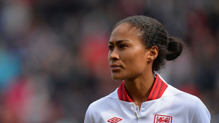 ROTHERHAM, ENGLAND - APRIL 07:  Rachel Yankey of England before the Women's International Match between England Women and Canada Women at The New York Stad