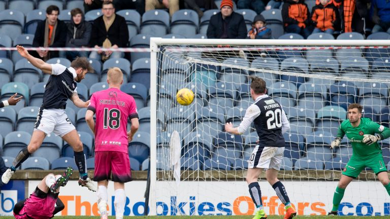 Raith Rovers Craig Barr opens the scoring against Dundee United