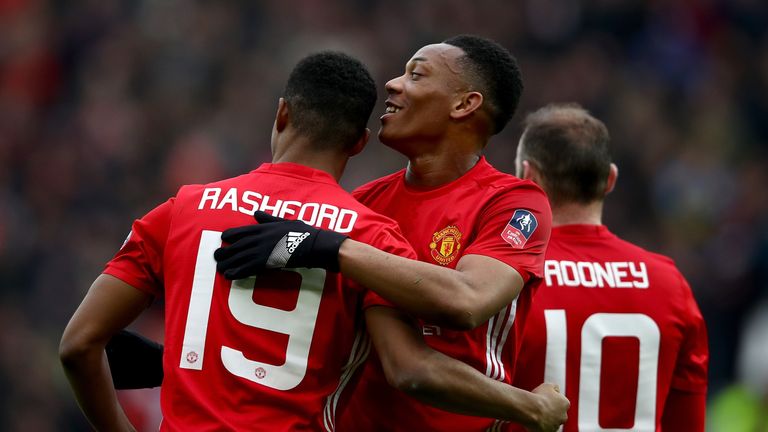 Anthony Martial (right) must follow Marcus Rashford's lead to play for Manchester United, says Jose Mourinho