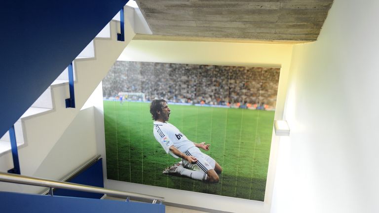 An image of Raul adorns a wall inside Real Madrid's academy building