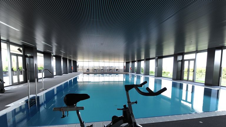The swimming pool in the first-team residence is a place for the players to relax