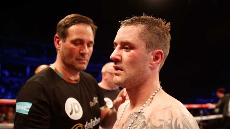 Ricky Burns reflects in the ring after losing his unification fight against Julius Indongo in Glasgow (photo courtesy of Steve Welsh/Matchroom)