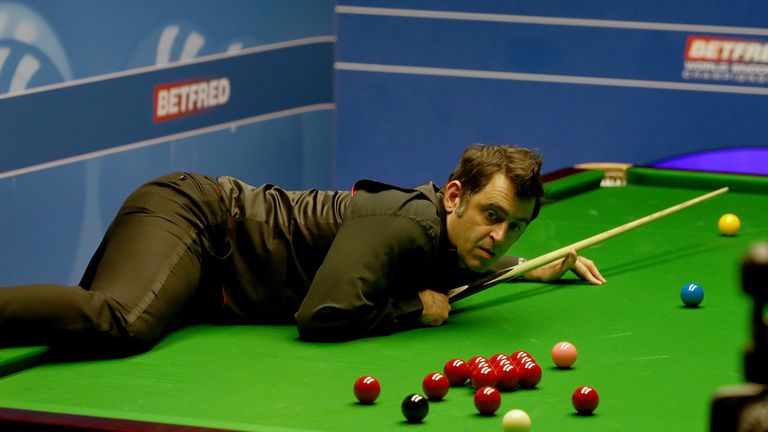 SHEFFIELD, ENGLAND - APRIL 15:  Ronnie O'Sullivan of England in action during his first round match against Gary Wilson of England on day one of the World 
