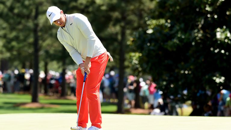 AUGUSTA, GA - APRIL 08:  Rory McIlroy of Northern Ireland putts on the first hole during the third round of the 2017 Masters Tournament at Augusta National