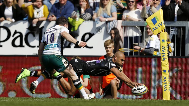 Exeter wing Olly Woodburn scored a try in each half