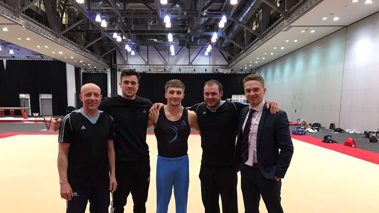 Sam, coach and team-mates enjoying life at the British Championships 