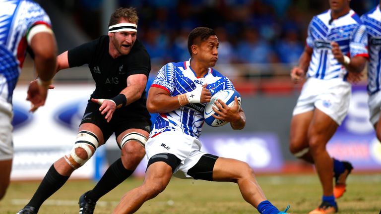 Tim Nanai-Williams of Manu Samoa in action during the International Test match between Samoa and the New Zealand All Blacks at Apia 