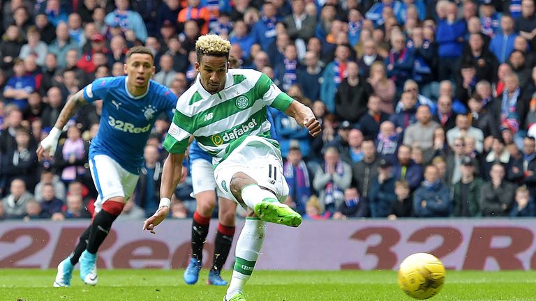 Celtic's Scott Sinclair rolls home the penalty to open the scoring