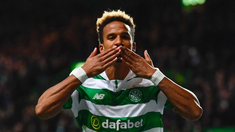 Celtic's Scott Sinclair celebrates his goal - but he was to later miss a penalty