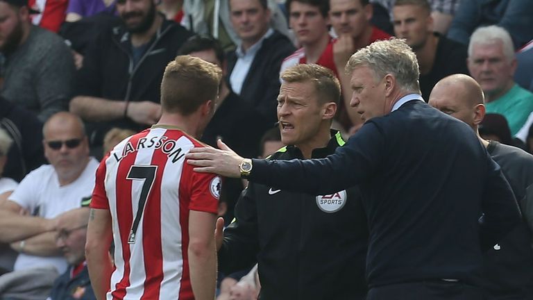 during the Premier League match between Sunderland and Manchester United at Stadium of Light on April 9, 2017 in Sunderland, England.