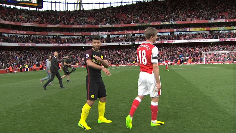 Sergio Aguero jokes that Nacho Monreal confessed to handball after Man City draw with Arsenal