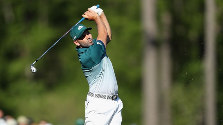 AUGUSTA, GA - APRIL 09:  Sergio Garcia of Spain plays his shot from the 12th tee during the final round of the 2017 Masters Tournament at Augusta National 