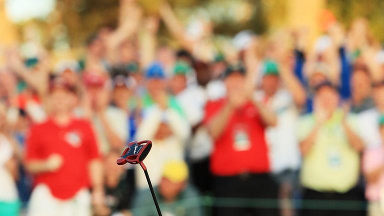 AUGUSTA, GA - APRIL 09:  Sergio Garcia of Spain celebrates after defeating Justin Rose (not pictured) of England on the first playoff hole during the final