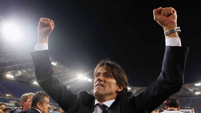 Lazio head coach Simone Inzaghi celebrates