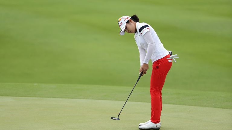 KAPOLEI, HI - APRIL 15:  Su-Yeon Jang of Republic of Korea putts on the first green during the final round of the LPGA LOTTE Championship Presented By Hers