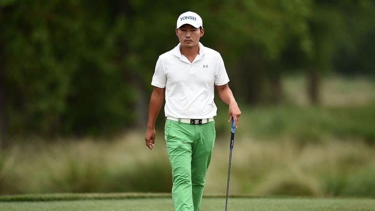 HUMBLE, TX - APRIL 02:  Sung Kang of South Korea waits to putt on the second green during the final round of the Shell Houston Open at the Golf Club of Hou