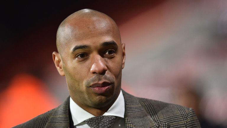 Former Arsenal striker Thierry Henry, now working for Sky Sports, is pictured ahead of the English Premier League football match between Bournemouth and Ar