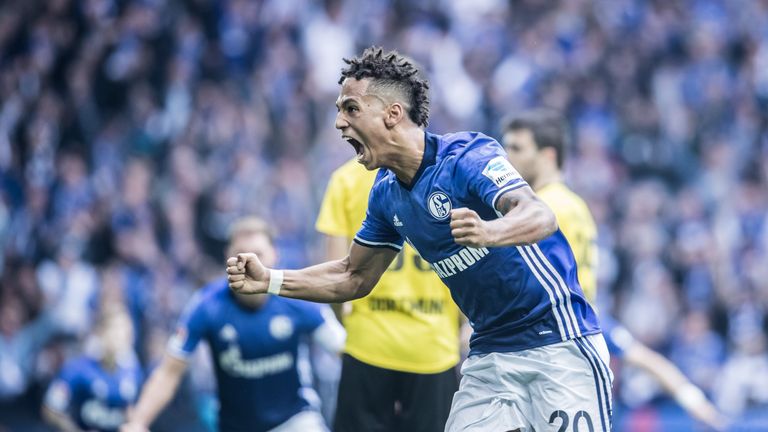 Thilo Kehrer of Schalke celebrates his team's first goal