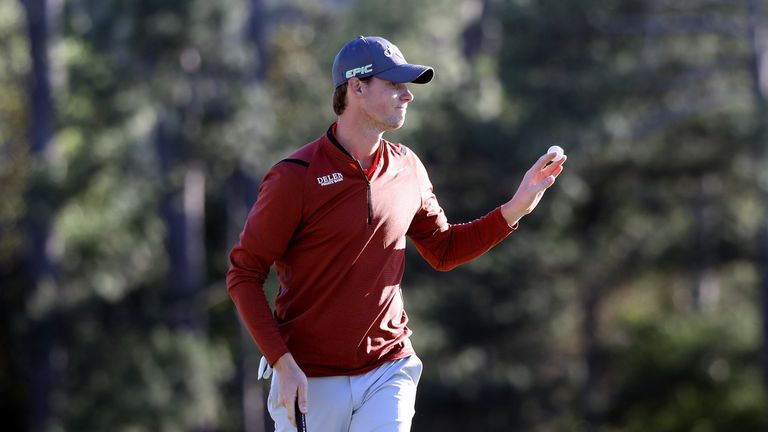 AUGUSTA, GA - APRIL 07:  Thomas Pieters of Belgium waves on the 18th green during the second round of the 2017 Masters Tournament at Augusta National Golf 