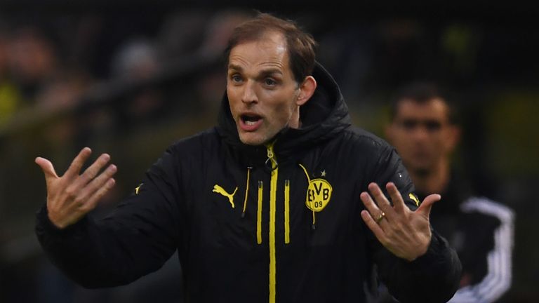 Dortmund's head coach Thomas Tuchel reacts from the sidelines during the UEFA Champions League 1st leg quarter-final football match BVB Borussia Dortmund v