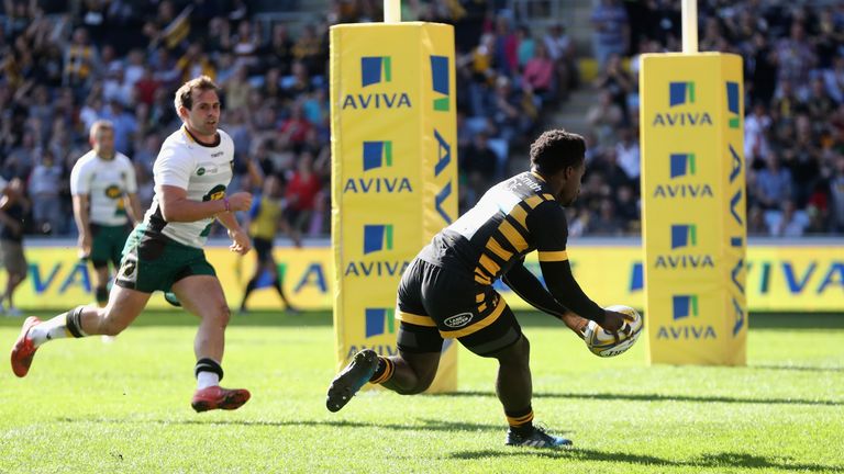  Christian Wade scored his 15th try of the Premiership season