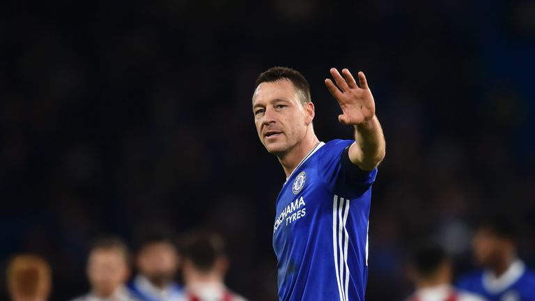 John Terry waves at the final whistle of the FA Cup fourth round match against Brentford