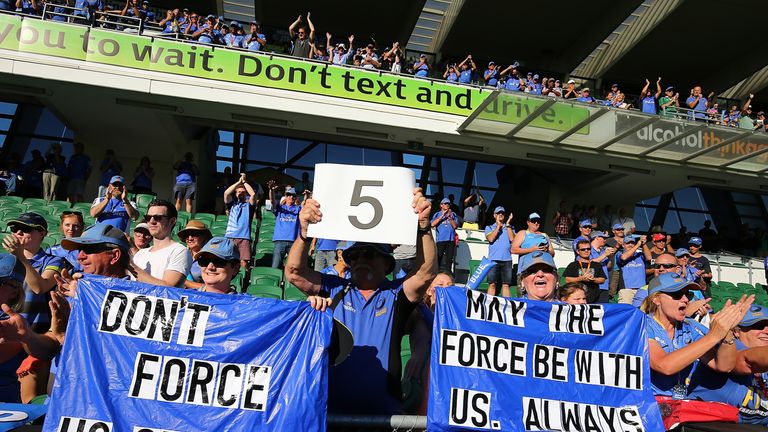 PERTH, AUSTRALIA - APRIL 09: Spectators show their support after winning the round seven Super Rugby match between the Force and the Kings at nib Stadium o