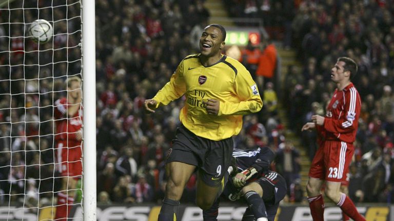 Julio Baptista scored four goals against Liverpool in a remarkable 6-3 win for Arsenal at Anfield in the League Cup