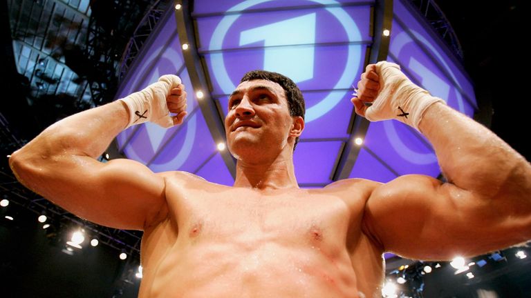 Wladimir Klitschko celebrates knocking out Cuban Eliseo Castillo in 2005.