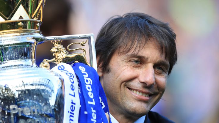File photo dated 21-05-2017 of Chelsea manager Antonio Conte with the Premier League Trophy.