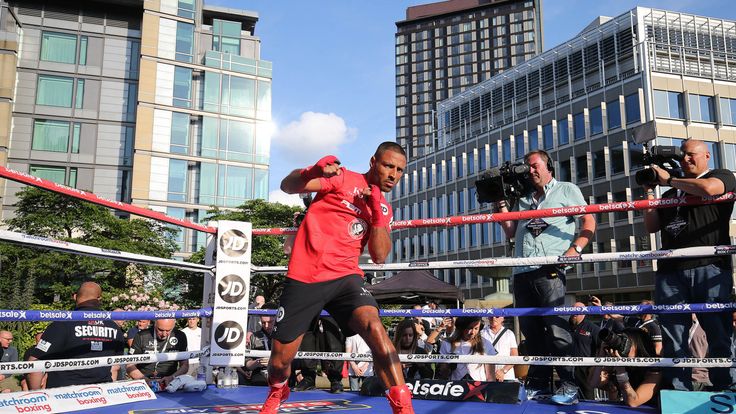 Kell Brook during a public workout at the Peace Gardens on May 24, 2017 in Sheffield, England. Brook fights American Errol Spence Jr