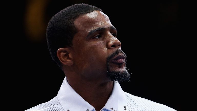 BOSTON, MA - MAY 23: Andre Dirrell looks on before his super middleweight fight against James DeGale at Agganis Arena at Boston University on May 23, 2015 