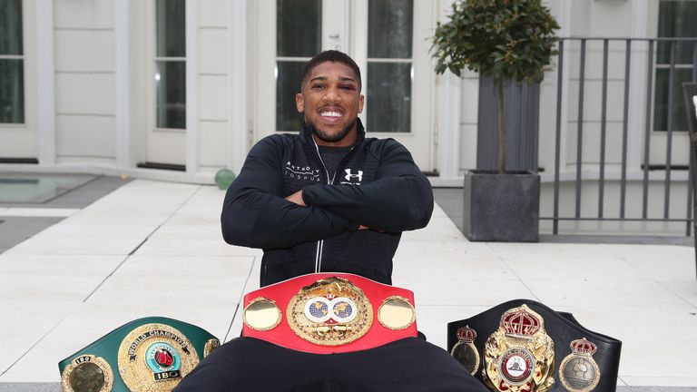 WORLD CHAMPION ANTHONY JOSHUA.PIC;LAWRENCE LUSTIG.IBF WORLD ,WBA,IBO HEAVYWEIGHT CHAMPION ANTHONY JOSHUA RELAXES AFTER HIS VICTORY