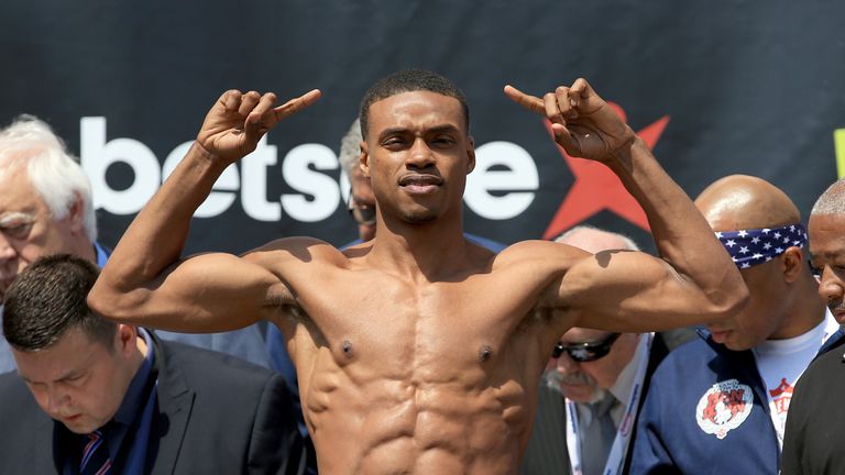 Errol Spence Jnr during the weigh-in at Sheffield City Hall.