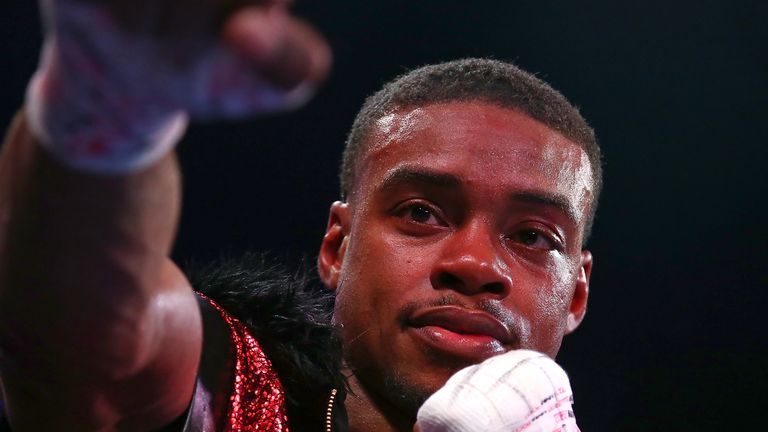 DALLAS, TX - NOVEMBER 28:  Welterweight fighter Errol Spence Jr. celebrates after knocking out Alejandro Barrera during the Premier Boxing Champions at Bom