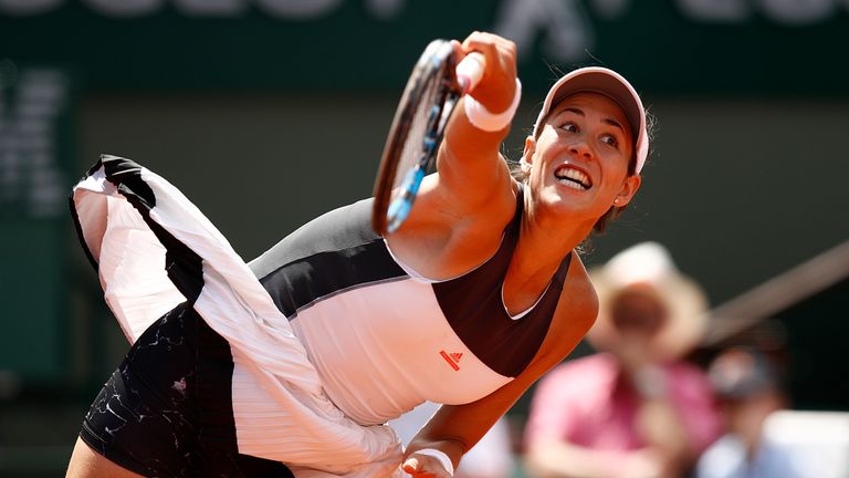 PARIS, FRANCE - MAY 31:  Garbie Muguruza of Spain serves during the second round match against Anett Kontaveit of Estonia on day four of the 2017 French Op