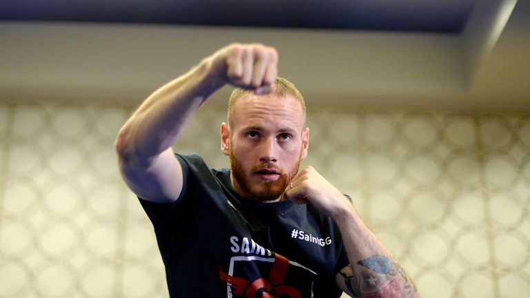 LOS ANGELES, CA - AUGUST 28: Contender George Groves "Saint George," from Hammersmith, London, United Kingdom, during a media workout in preparation for hi