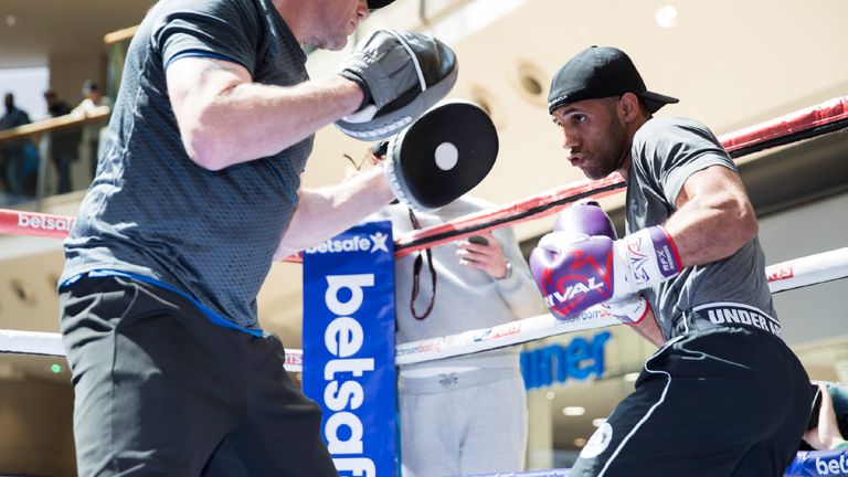 Kal Yafai takes part in a Open workout at the Bullring ahead of his WBA World Super-Flyweight title defence against Suguru Muranaka on Saturday Night at th